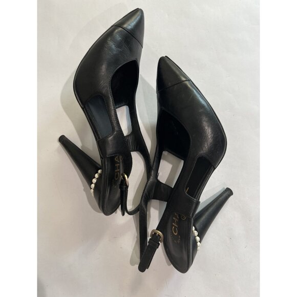 Chanel Slingback Pearl Heels in Black - Picture 6 of 8